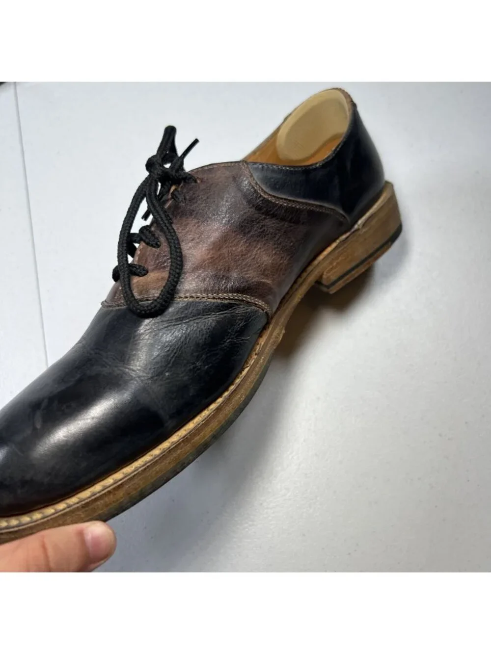 Bed Stu Men Cobbler Series Black Brown Leather Oxford Derby Dress Shoe Size 11.5